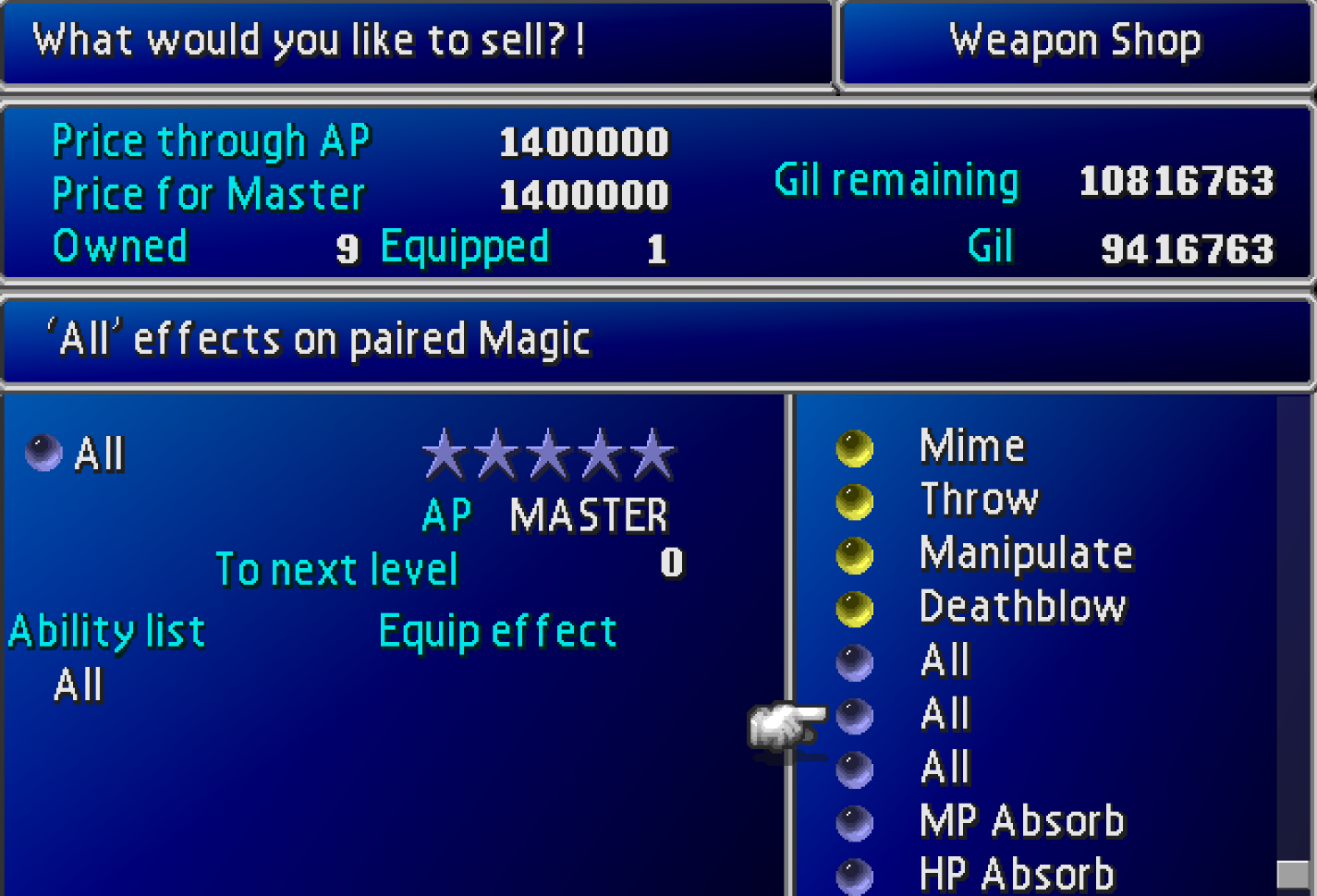 Sell All Materia
